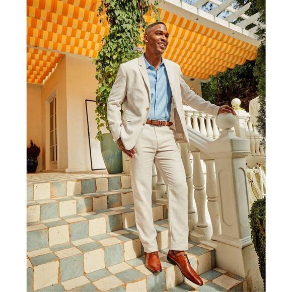 ✨CUBAVERA DELAVE LINEN FLAT FRONT PANTS 34/30✨ - Picture 1 of 8